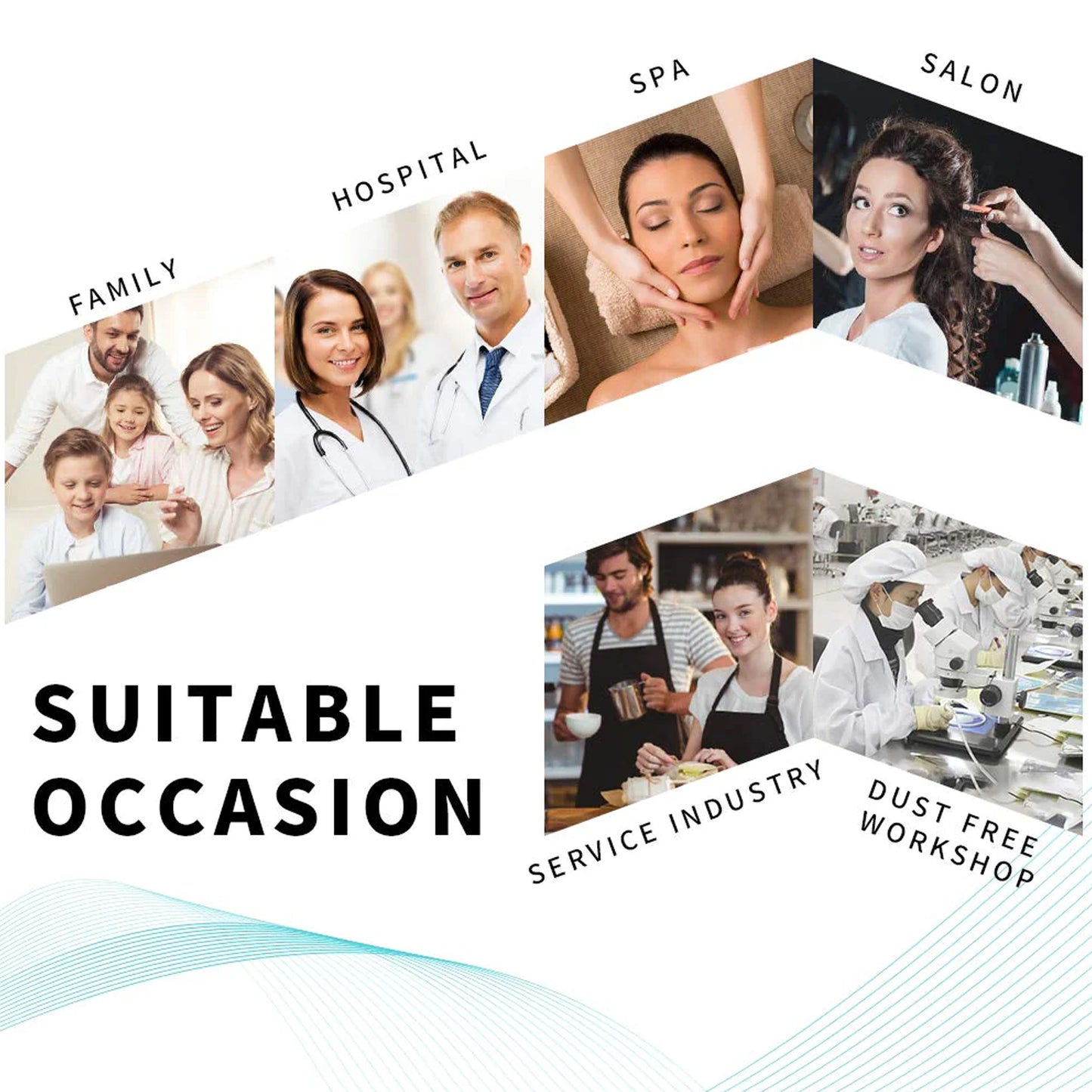Wukusy disposable shower cap for women, waterproof, larger, thicker plastic with elastic, individually wrapped for hotel, spa, or home use.