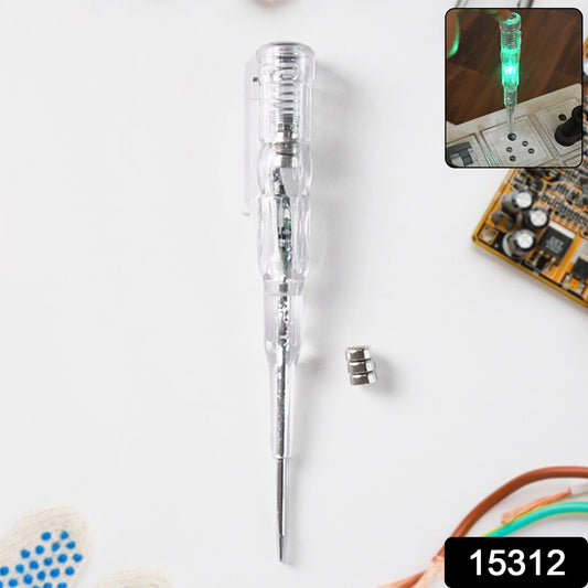 Wukusy electrical detector slotted screwdriver with small batteries, home improvement tool, showing the screwdriver and batteries.