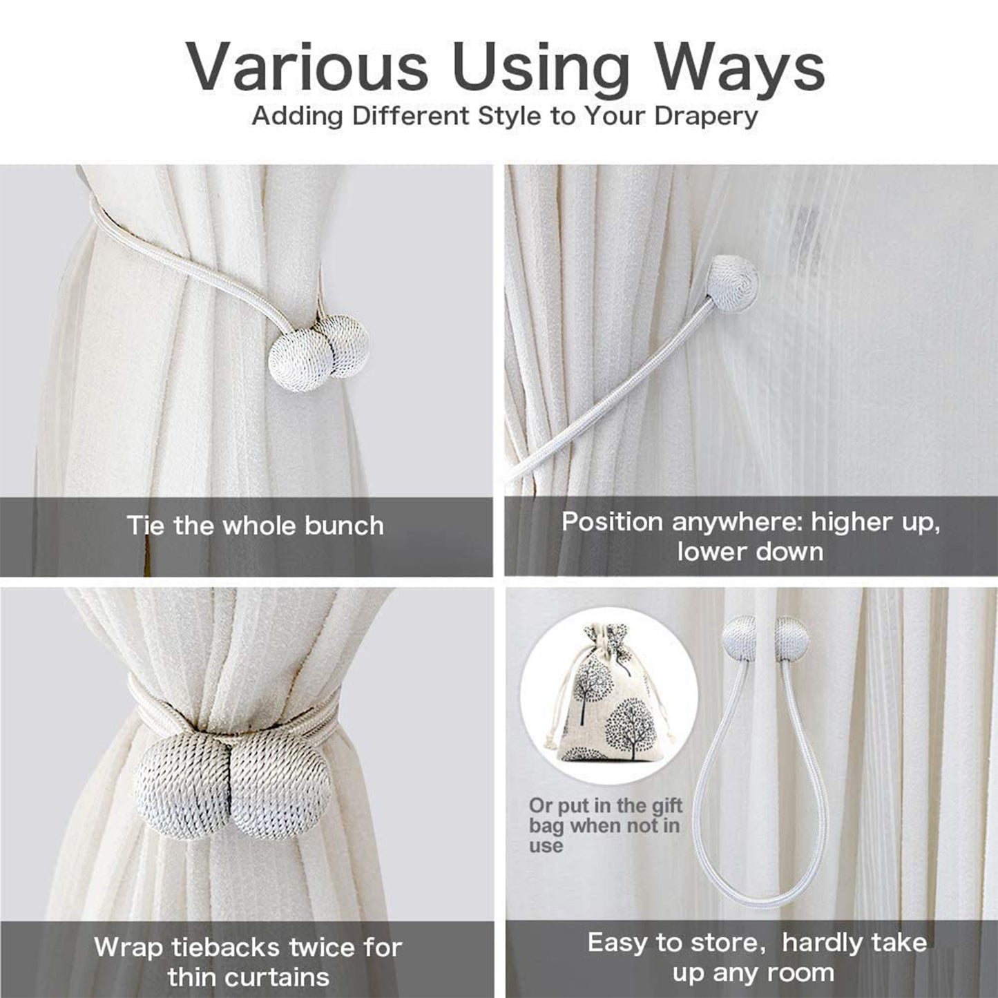 Magnetic Curtain Tiebacks - (2 Pc  Set)