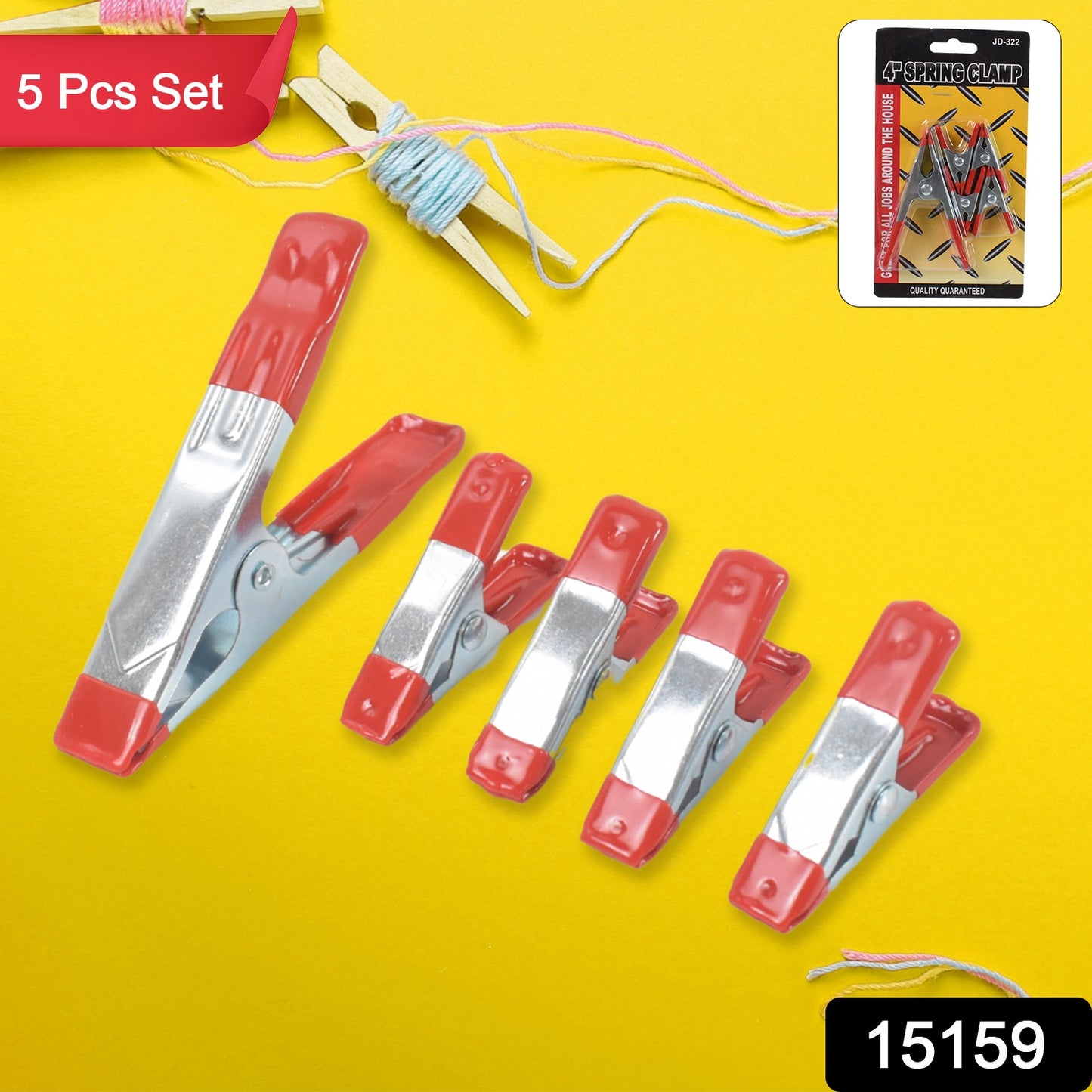 Metal Spring Clamps Heavy Duty Spring Metal Clips Clamp  (5 Pcs Set)