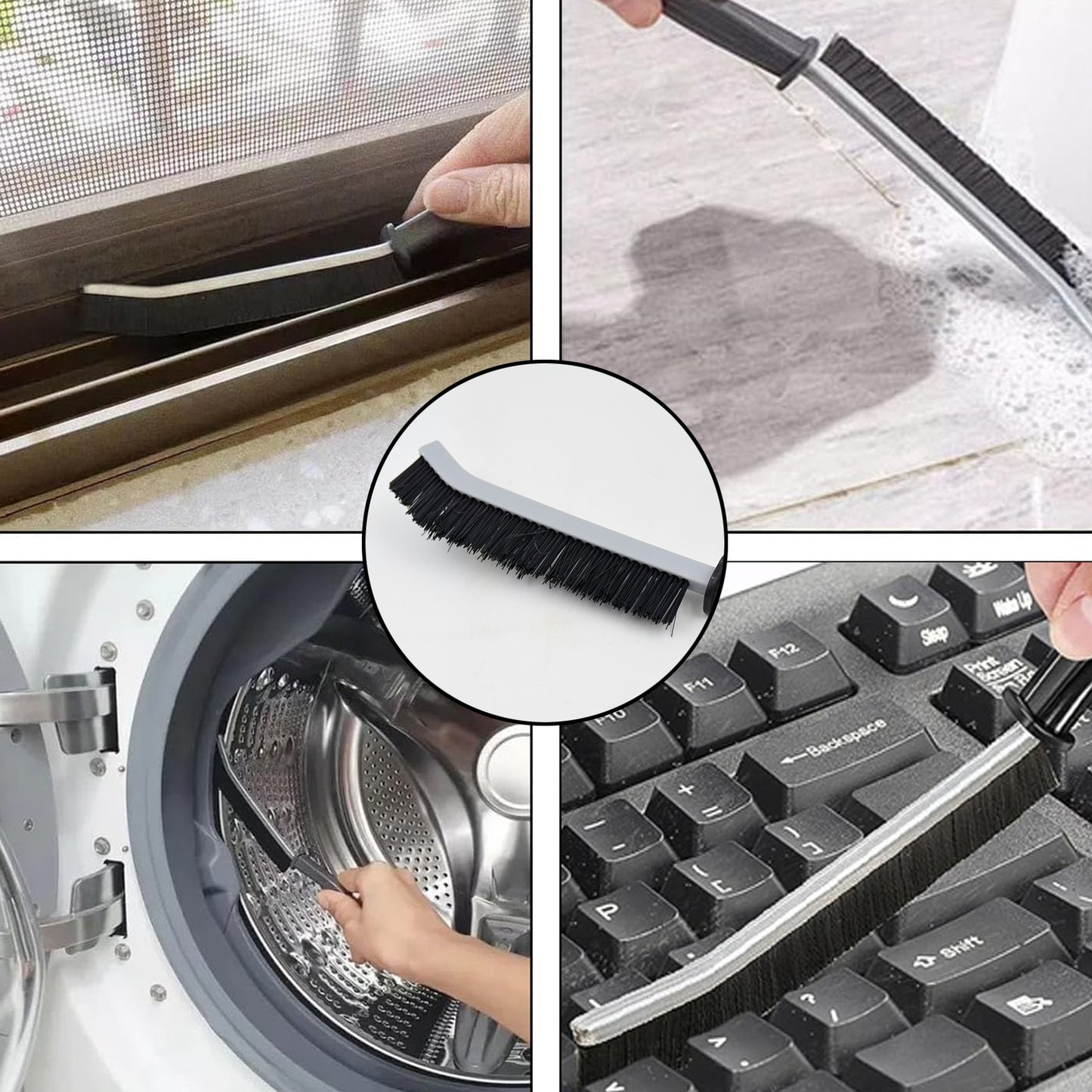 Wukusy multifunctional crevice cleaning brush, 23 cm gap cleaning brush for home improvement, natural bristle design with ergonomic handle.