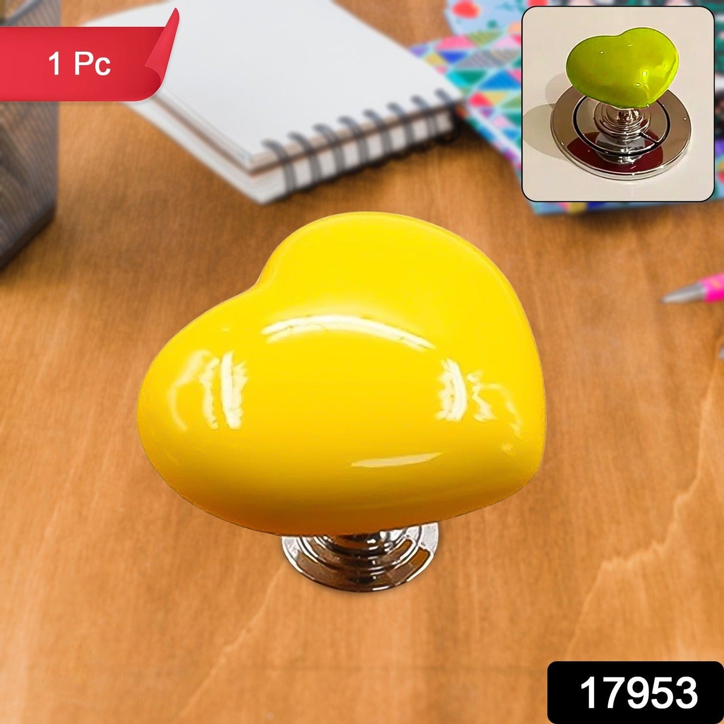 Wukusy heart-shaped cabinet door handle and drawer knob pull, multipurpose home improvement hardware with press button feature.