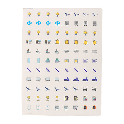 Pack of 10 Wukusy smart switch icon sticker sheets with multiple home improvement icons for electrical switch labeling.