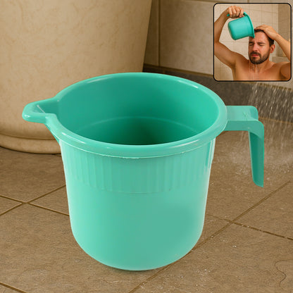 Wukusy plastic bath mug for bathroom use, white and sturdy, ideal for rinsing and cleaning in the shower or bathtub.