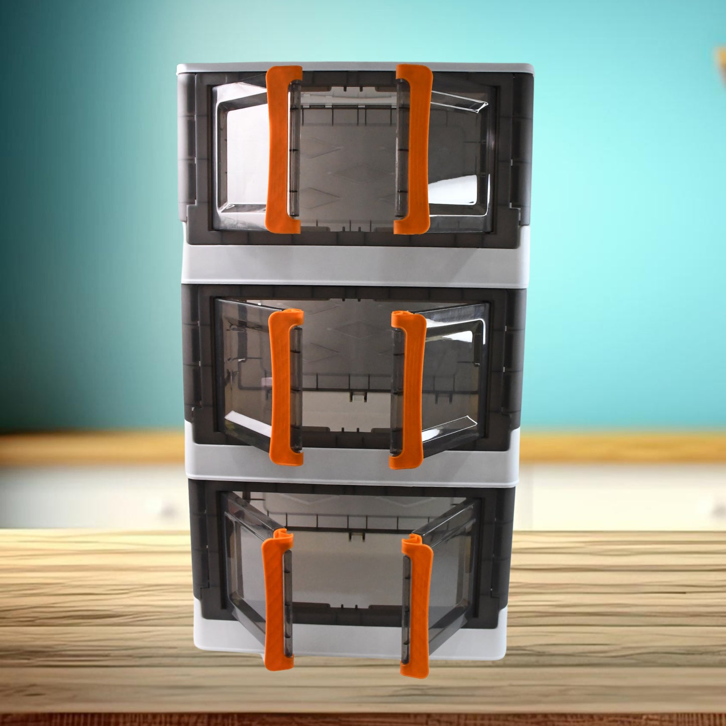 Plastic Folding Wardrobe Storage Organizer (3 Layer  1 Pc)