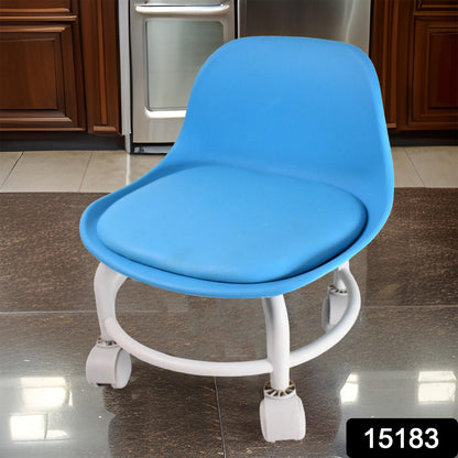 Wukusy plastic low round rolling pedicure stool with wheels, colorful mix, designed for home improvement and comfortable seating.