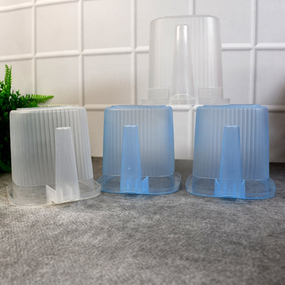 Set of four Wukusy plastic transparent bathroom water mugs in mixed colors, each 1000ml capacity for home improvement use.