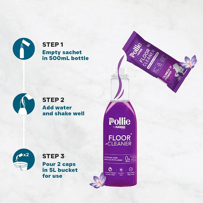 Wukusy Pollic Kadam concentrated floor cleaner refill kit with reusable measuring bottle for home improvement and eco-friendly cleaning.