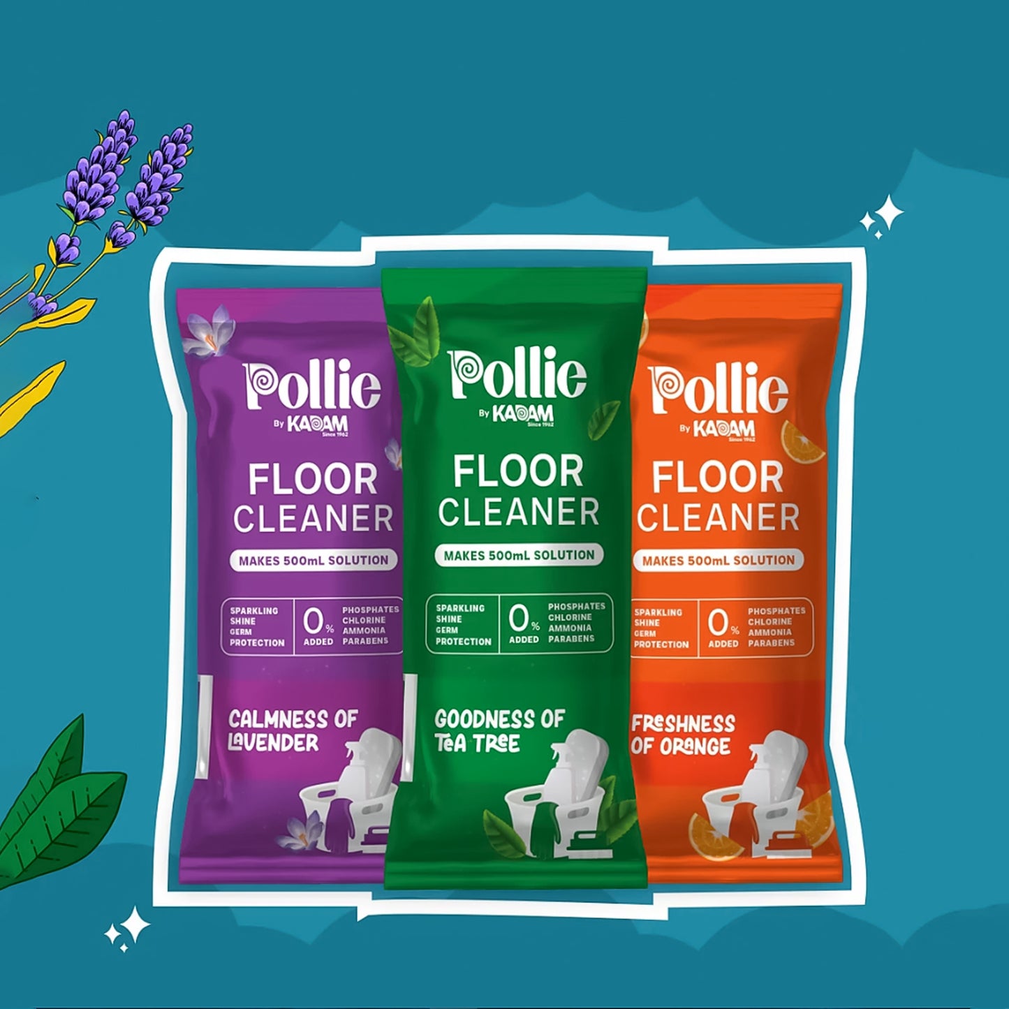 Wukusy Pollic Kadam concentrated floor cleaner refill kit with reusable measuring bottle for home improvement and floor cleaning.