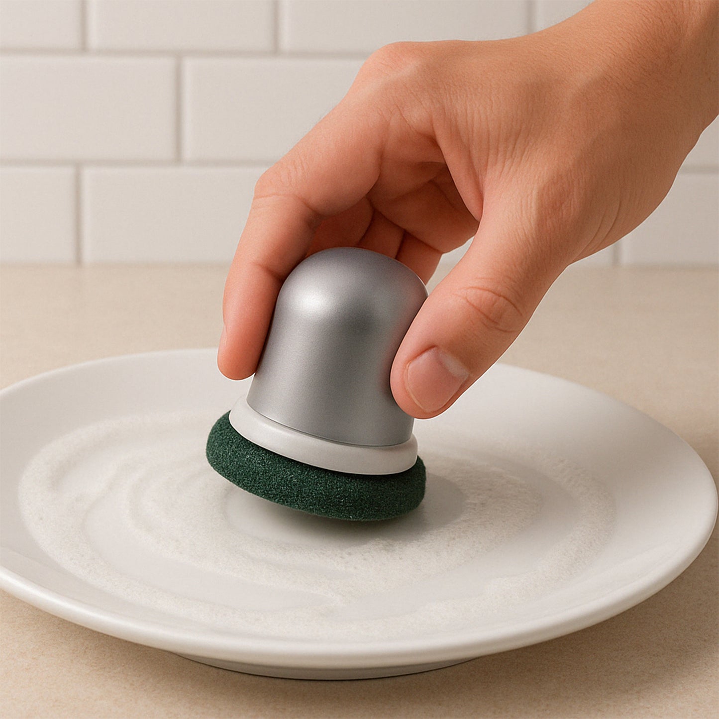 Wukusy Pro Clean heavy-duty kitchen scrubber for tough cleaning, shown in a close-up image with textured scrubbing surface.