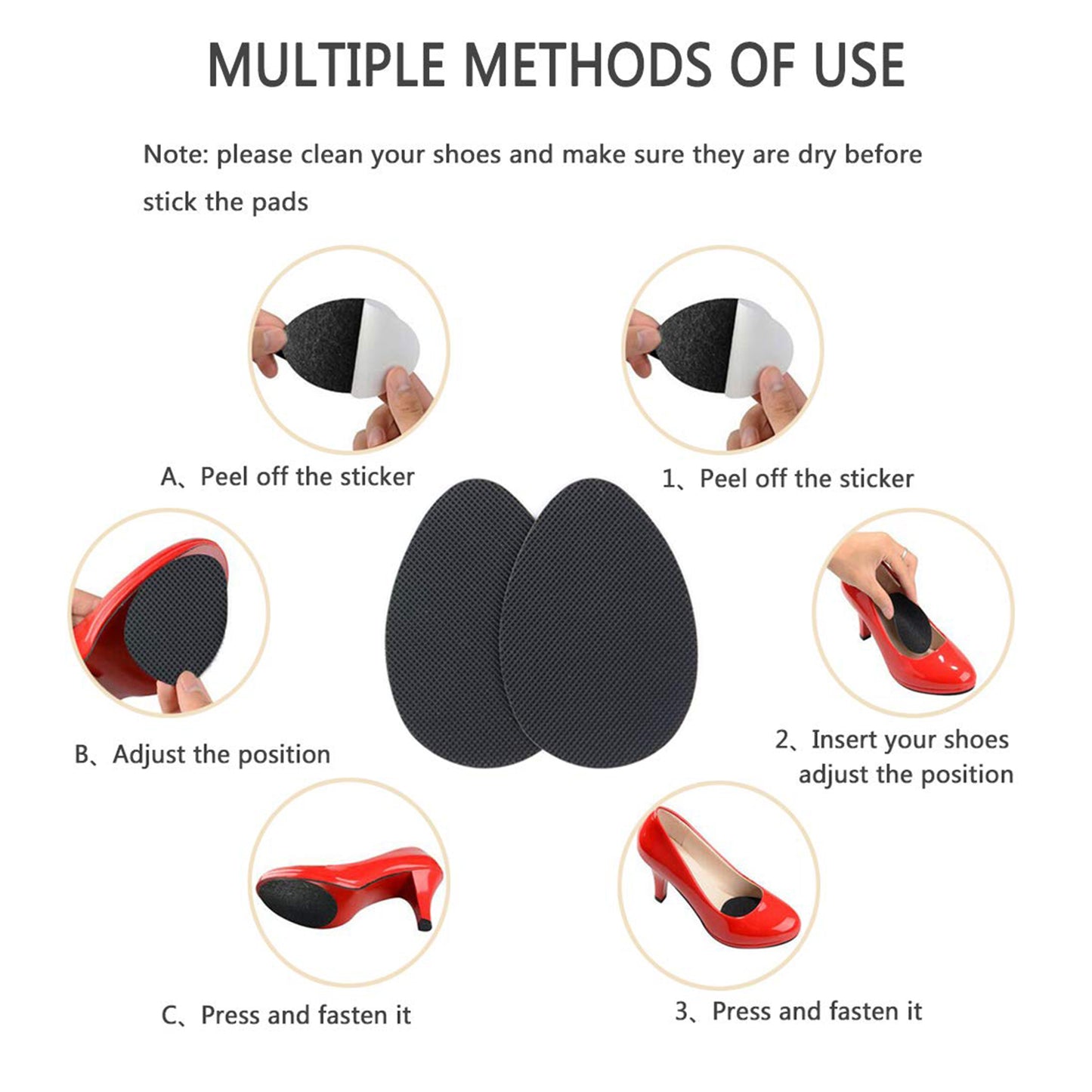 Wukusy self-adhesive anti-slip grip sticker for shoes, sandals, and heels, providing extra traction and safety.