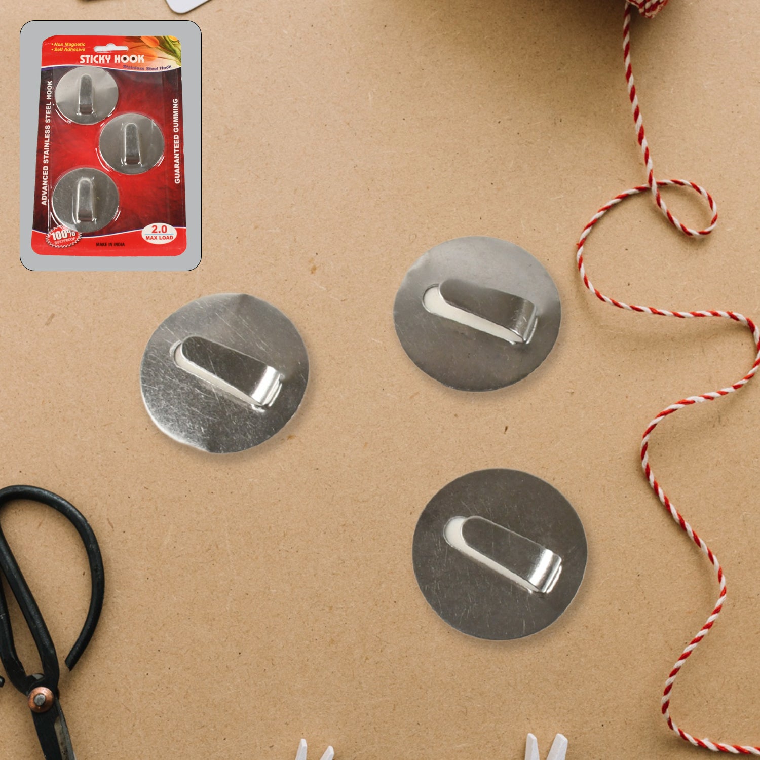 Stainless steel Wukusy heavy-duty self-adhesive wall hooks for hanging robes, towels, coats in kitchen, bathroom, or home.