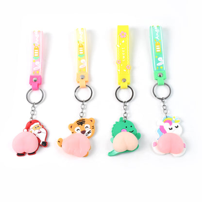 Silicone Keychain With Wrist Strap  Squeeze Toy (1 Pc Mix Design)