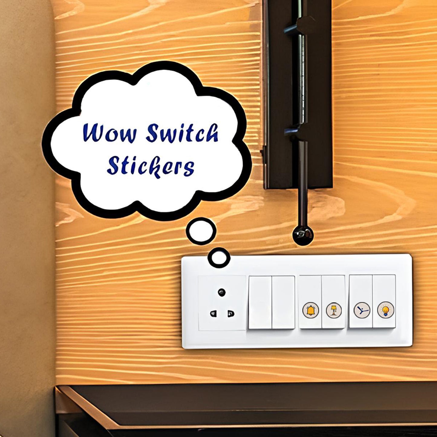 Wukusy smart switch icon sticker sheet with 88 home improvement icons on a single sheet for easy labeling and decoration.