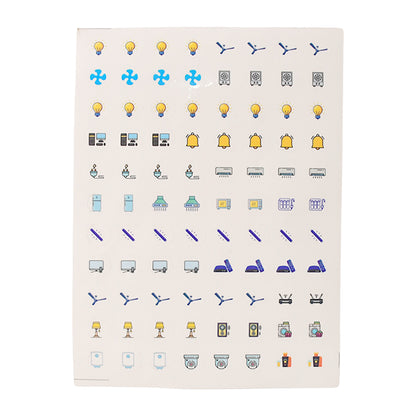 Wukusy smart switch icon sticker sheet with 88 home improvement icons on a single sheet for easy labeling and decor.