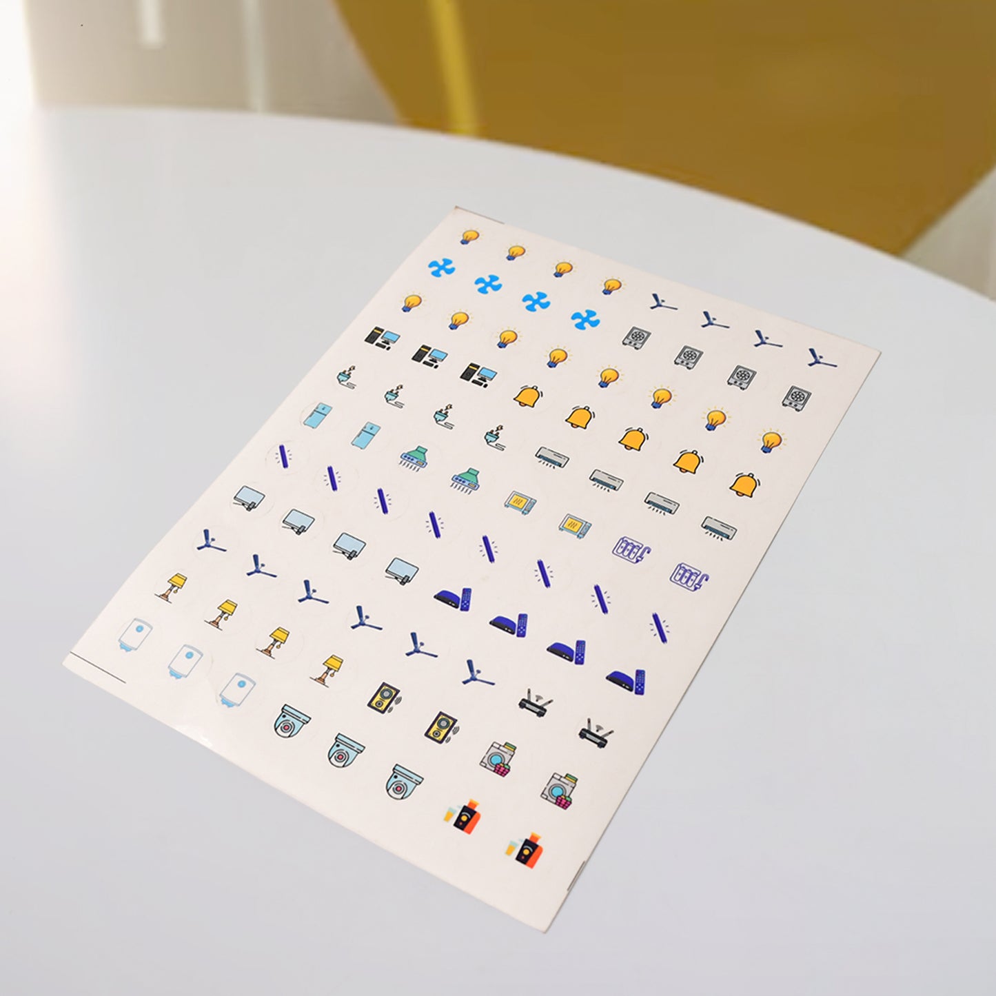 Wukusy smart switch icon sticker sheet with 88 home improvement icons on a single sheet, ideal for labeling and decorating switches.