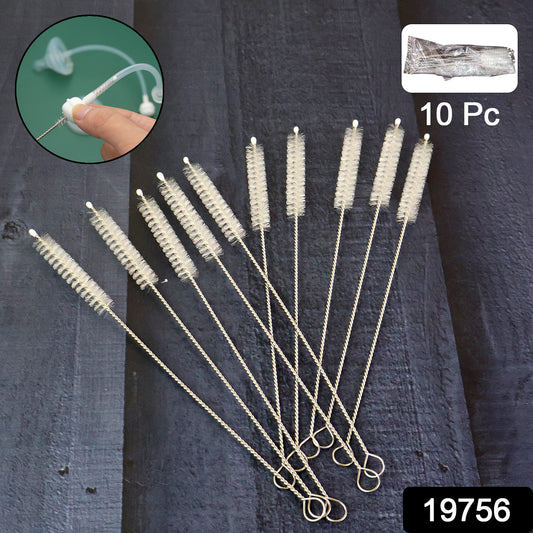 Wukusy 10-piece straw bottle cleaning brush set for thorough cleaning of bottles and narrow containers at home.