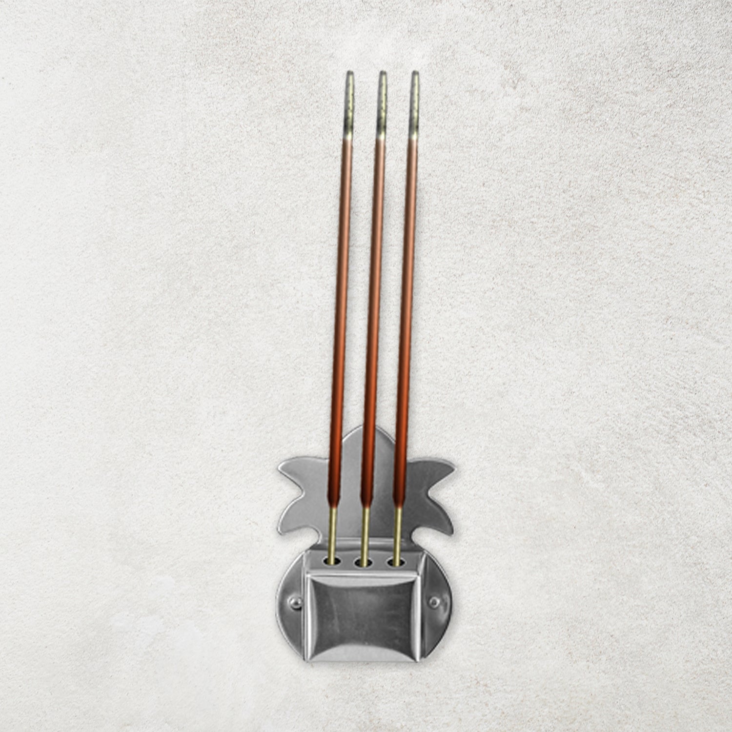 Set of three Wukusy wall-mount metal incense stick holders for home decor and incense burning.