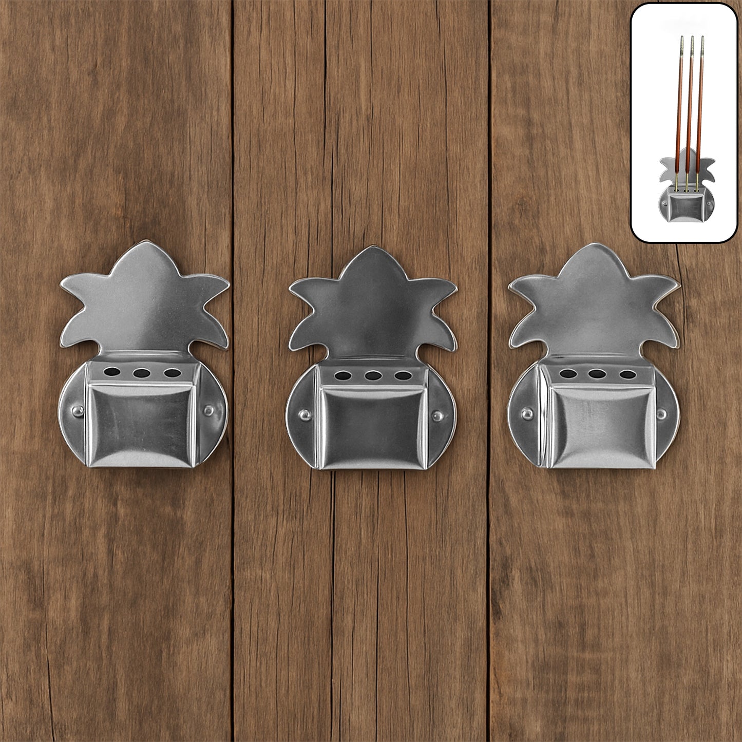 Set of three wall-mount metal incense stick holders by Wukusy, designed for home improvement and incense display.