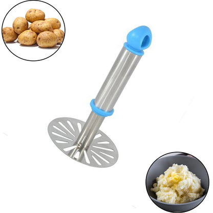 Wukusy stainless steel potato masher and Paubhaji masher, kitchen tool with ergonomic handle for mashing potatoes or vegetables.