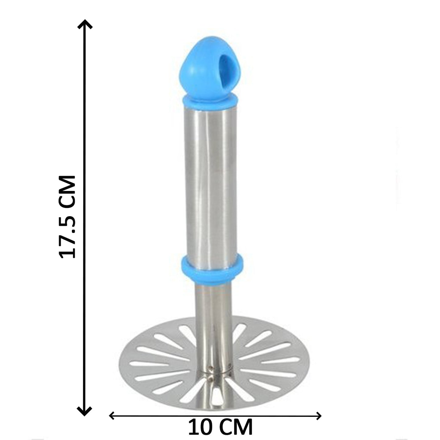 Stainless steel potato masher from Wukusy, ideal for mashing potatoes and paubhaji in home and kitchen cooking.
