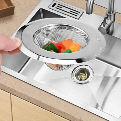 Wukusy stainless steel sink strainer and drain basin filter stopper for kitchen sinks, medium size, durable and easy to use.