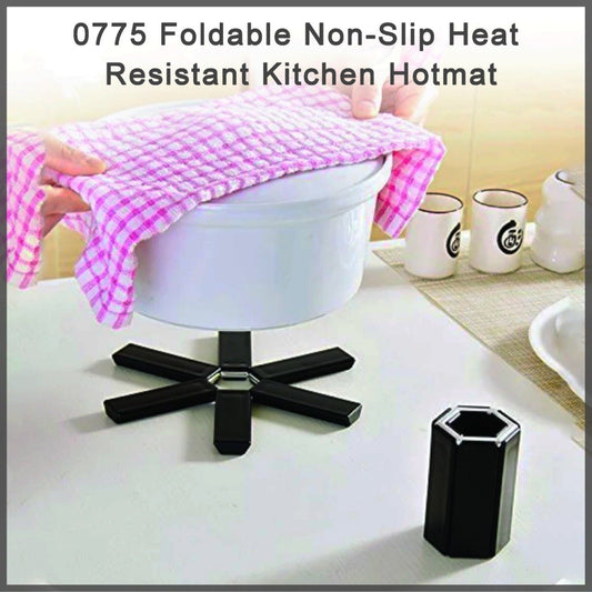 Wukusy foldable non-slip heat-resistant kitchen hotmat on countertop, designed for protecting surfaces from hot cookware.