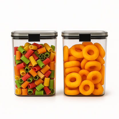 Wukusy 1200 ml airtight lock food storage container set, 2-piece, for kitchen organization and fresh food storage.