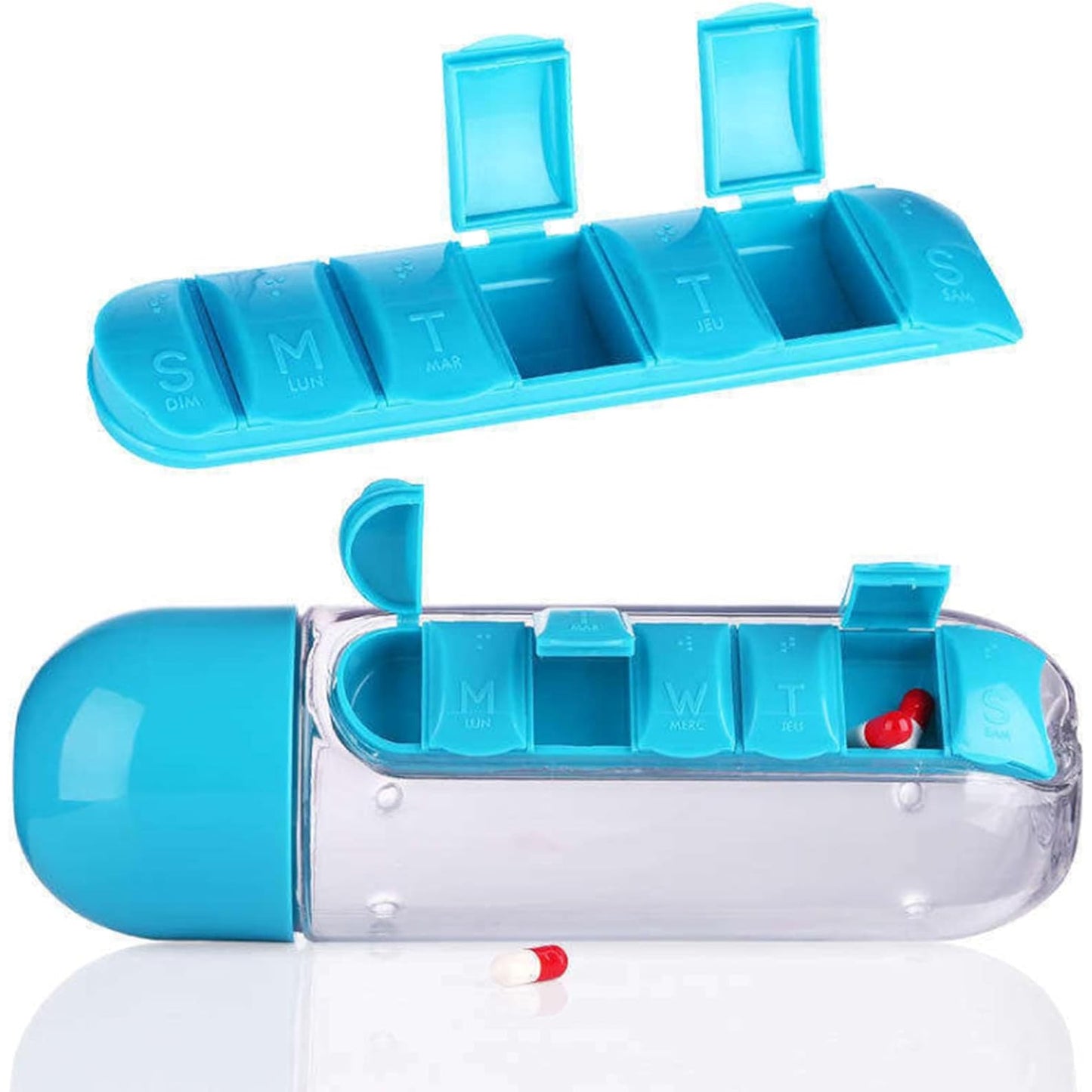 Wukusy 600ml multi-functional vitamin bottle water bottle in mix colors, suitable for traveling and outdoor use, with pill storage.