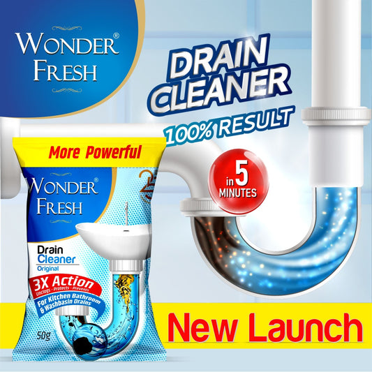 Wukusy All Pipe Safe Drain Cleaner Powder for clearing clogged sinks and pipes, 50 grams, suitable for home kitchen use.