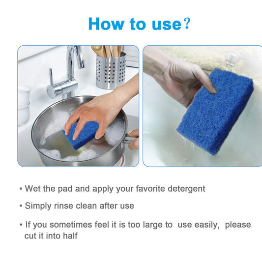 Wukusy Kitchen Scrubber Pads for utensils and tile cleaning, pack of 4, durable scouring pads for home kitchen use