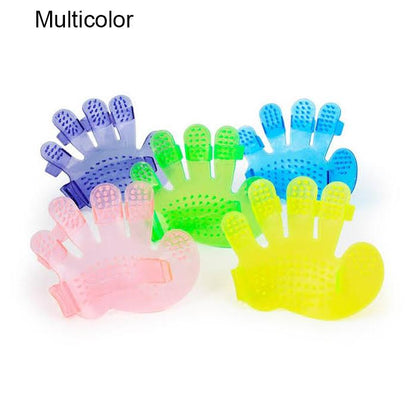 Wukusy rubber pet grooming glove with massaging bristles for cleaning and brushing dogs and cats, comfortable pet care tool.