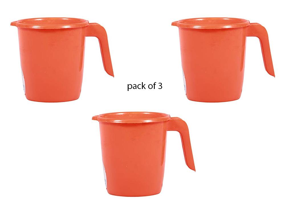 Wukusy 196 Deluxe Plastic Mug for Bathroom, white bathroom accessory with smooth finish and ergonomic handle.