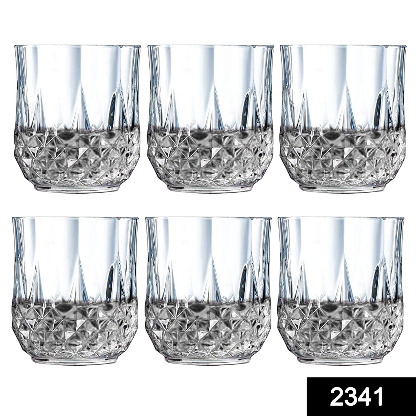 Set of 6 transparent 250ml Wukusy heavy unbreakable glasses with a stylish look for home and kitchen use.