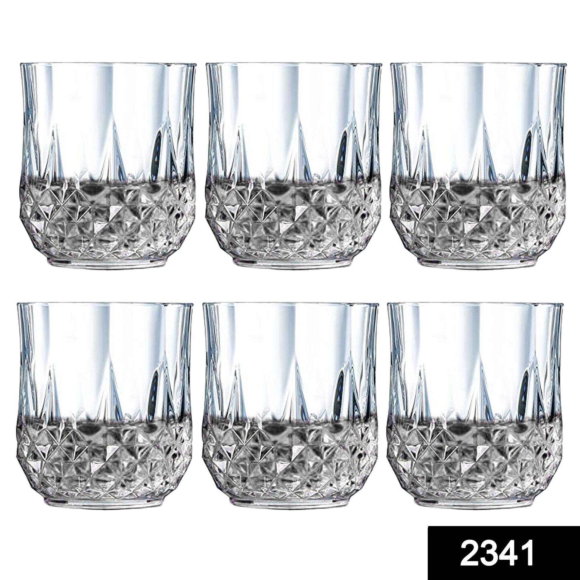Set of 6 transparent 250ml Wukusy heavy unbreakable glasses with a stylish look for home and kitchen use.