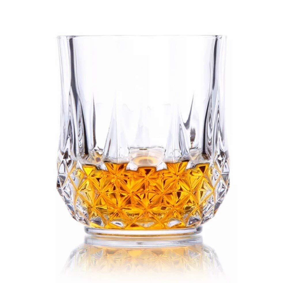 Set of six Wukusy 250ml transparent glass drinking glasses, unbreakable and stylish for home and kitchen use.