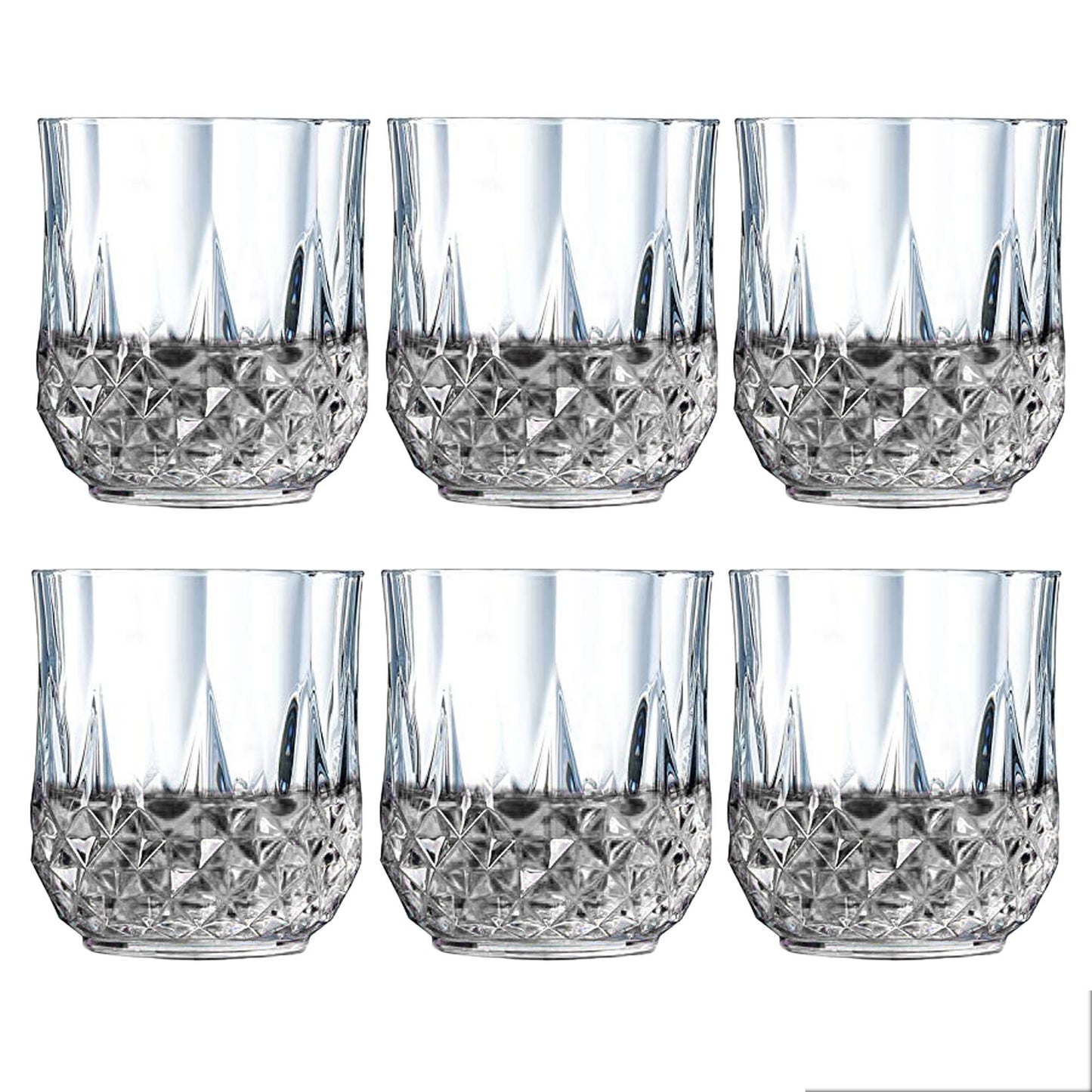 Set of 6 transparent 250ml heavy unbreakable glass drinking glasses by Wukusy, stylish and durable for home use.
