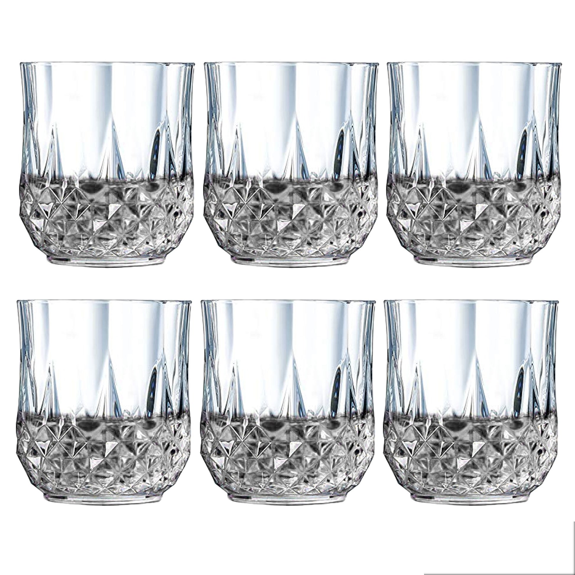 Set of 6 transparent 250ml heavy unbreakable glass drinking glasses by Wukusy, stylish and durable for home use.