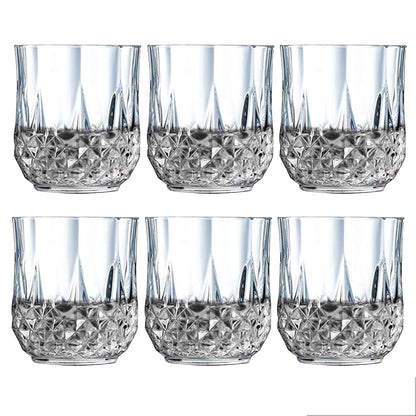 Set of 6 transparent 250ml heavy unbreakable glass drinking glasses by Wukusy, stylish and durable for home use.