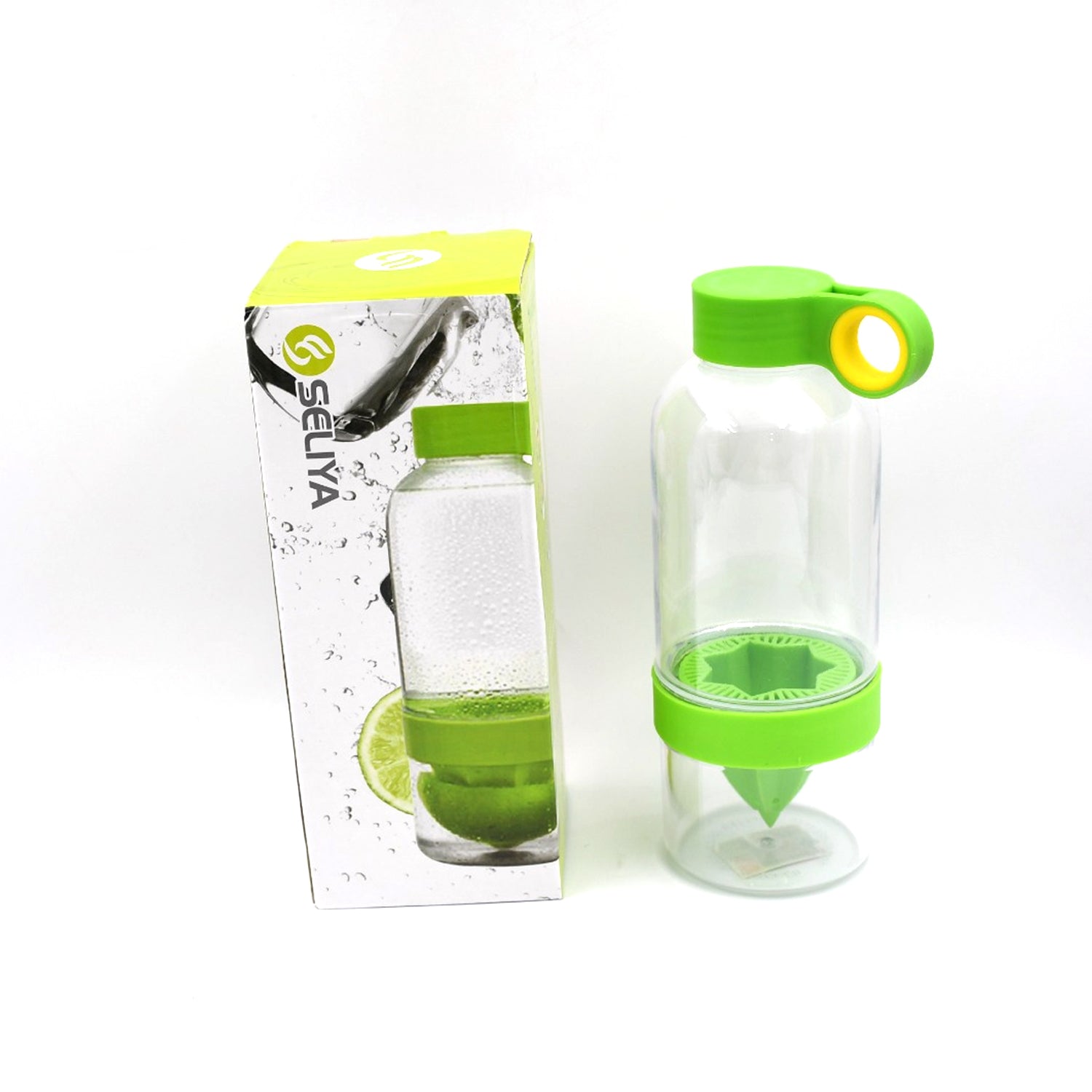 Wukusy Citrus Zinger fruit infuser water bottle with a sporty design, featuring a built-in infuser and a vibrant citrus-themed look.