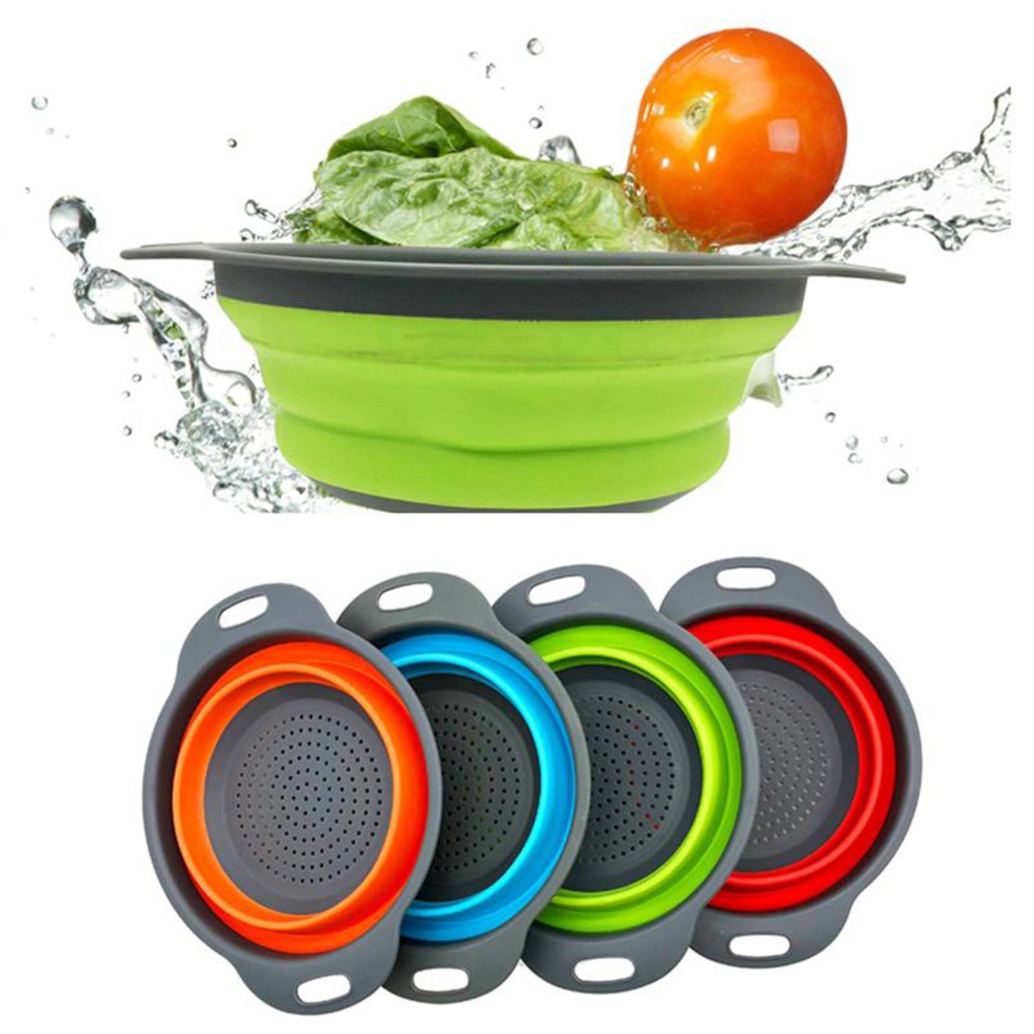 Wukusy round silicone strainer used in household and kitchen for filtering, foldable design, versatile kitchen utensil.