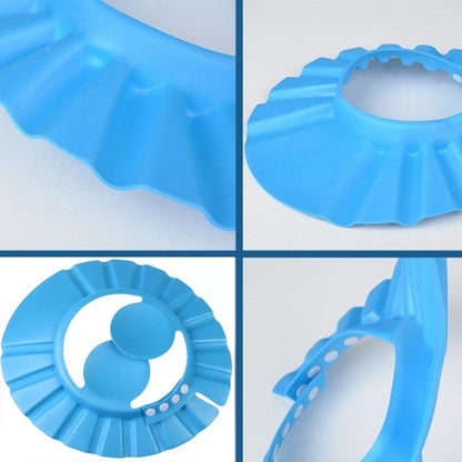 Wukusy adjustable soft baby shower cap with safe, gentle material designed for comfortable use during bathing or showering.