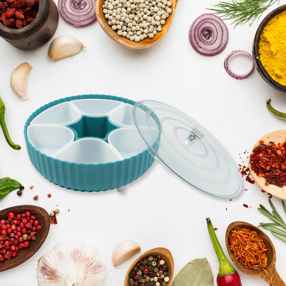 5811 360 Revolving Spice Box  Dry Fruit Box Plastic 7 Compartment Box Suitable For Multipurpose Storage Use Like Dry Fruit  Spices  Pickle  Tea   Sugar Etc Kitchen Use