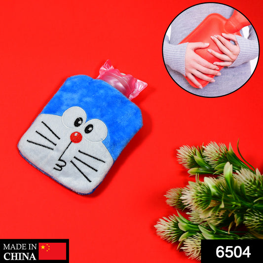 Wukusy Doremon small hot water bag with cover for pain relief, neck, shoulder, hand, foot warmer, and menstrual cramps.
