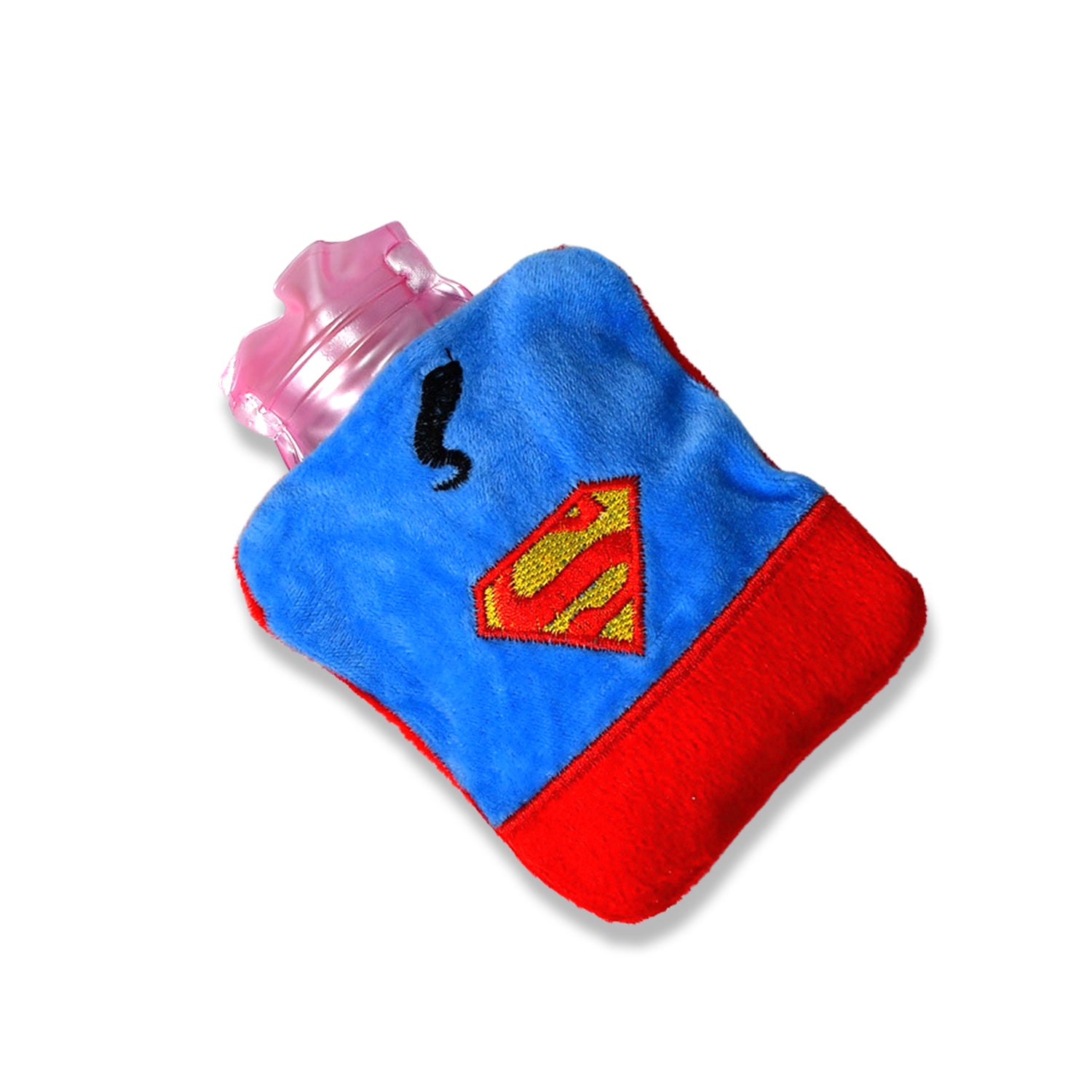 Wukusy Superman print small hot water bag with cover for pain relief, neck, shoulder, hand, feet warmer, and menstrual cramps.