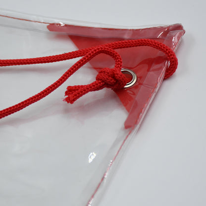 Wukusy waterproof plastic clear stadium bag with transparent design, suitable for gym, concert, travel, beach, and swimming activities.