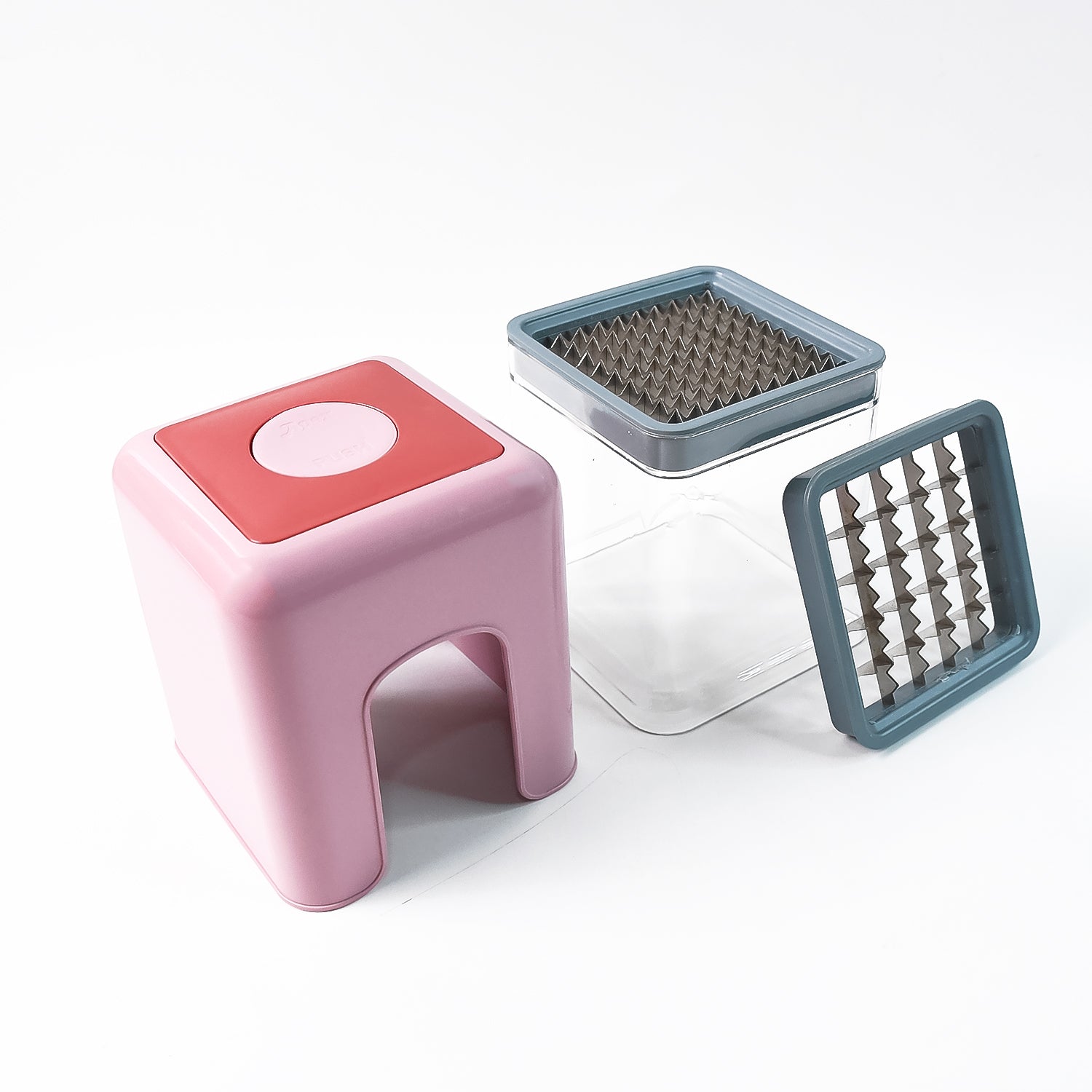 Wukusy Apex Heavy Duty Potato Chipser and Vegetable Chopper with dual blade set for efficient food prep in the kitchen.