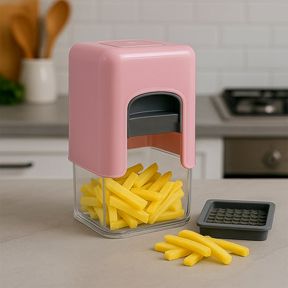 Wukusy Apex heavy-duty potato chipper and vegetable chopper with dual blades, stainless steel blades for efficient food slicing.