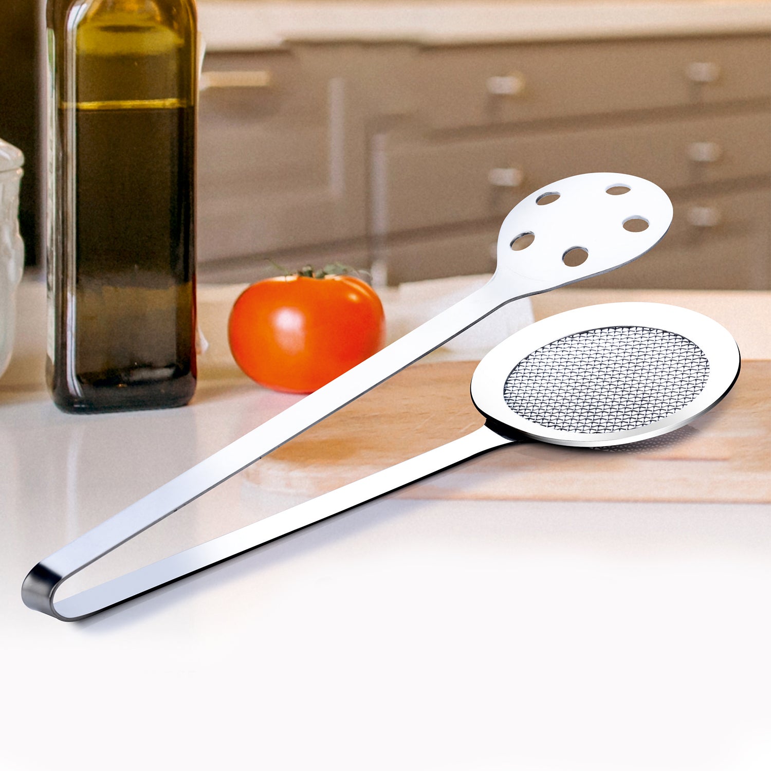 Wukusy Apex stainless steel skimmer serving tong for kitchen use with a sleek, durable design for easy serving and handling.