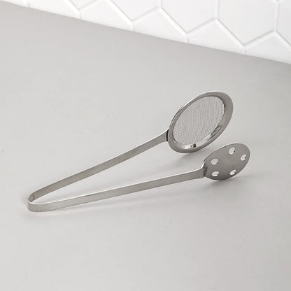 Wukusy Apex stainless steel skimmer serving tong for kitchen use, with a long handle and metal scoop for serving and skimming food.
